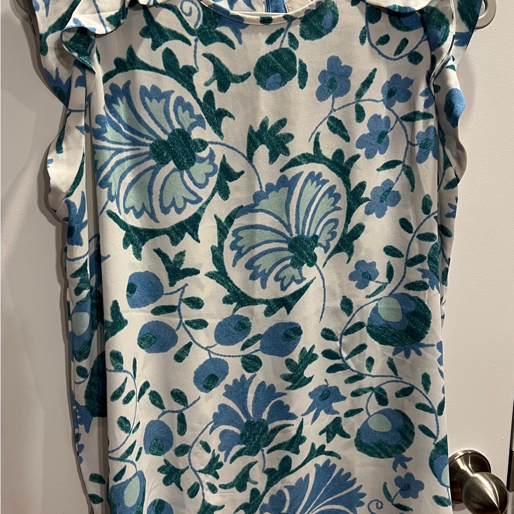 Floral Sleeveless Top in Blue and Green
